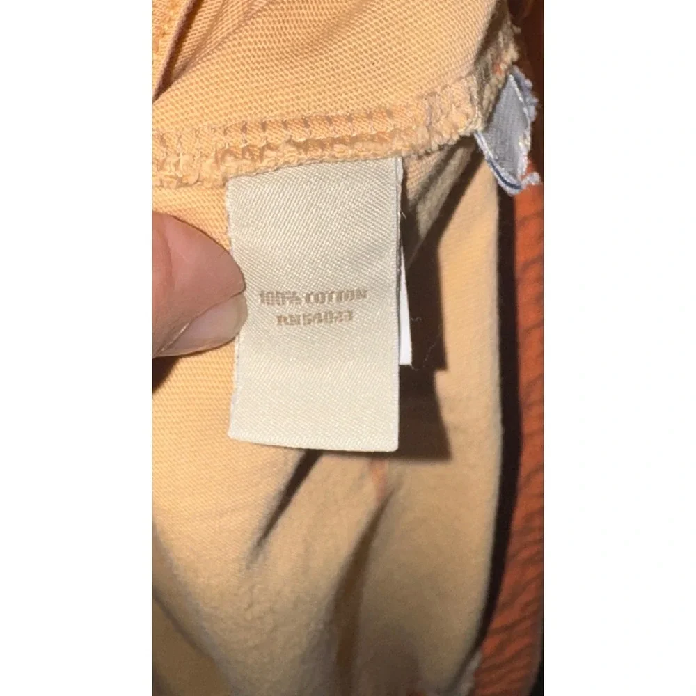 Banana Republic Mens Short Sleeve Striped Polo Shirt Orange Yellow Cotton Large